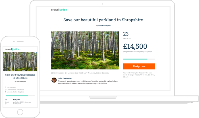 Laptop and Device Screenshots of CrowdJustice website